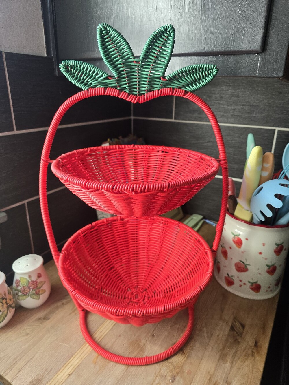 Ciroa Hello Summer Strawberry Shaped 2 Tier Basket
